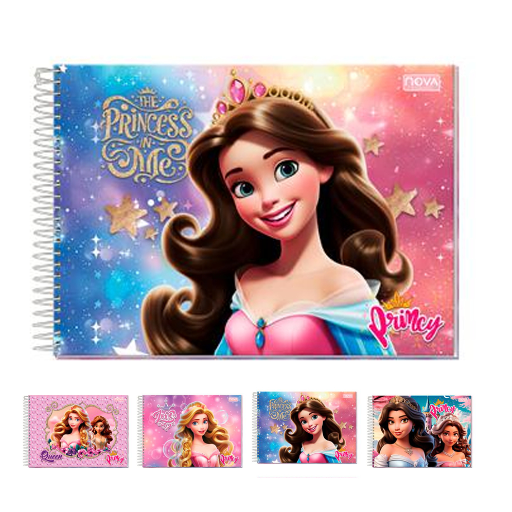 Caderno de Desenho Princy Princesas Feminino Infantil Escolar Princesa ...