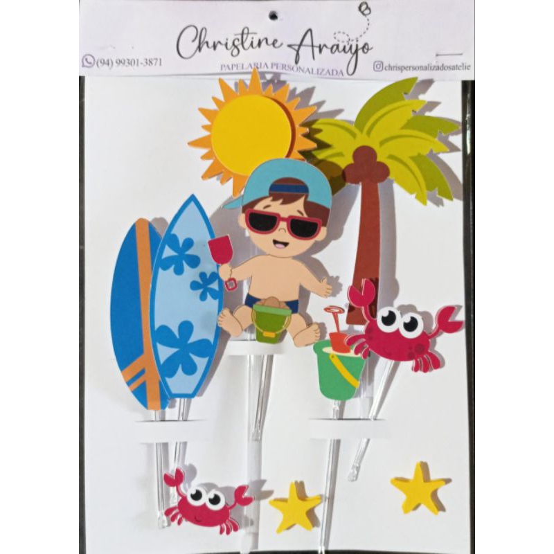 Topper de bolo praia | Shopee Brasil