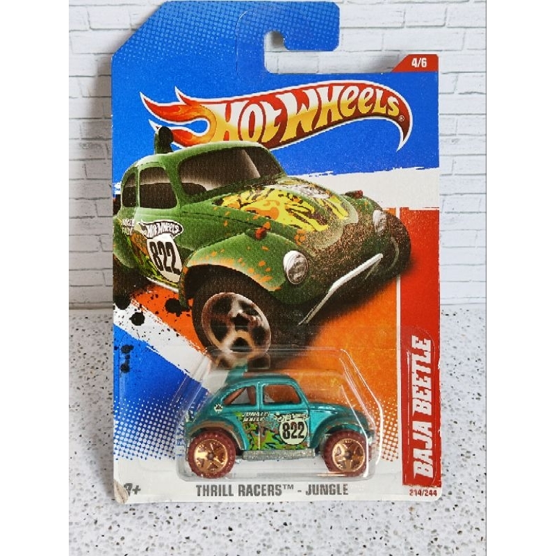 RARIDADE Miniatura HOT WHEELS de 2011 THRILL RACERS JUNGLE BAJA BEETLE ...