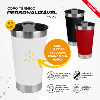 Copo térmico personalizado com seu nome e time