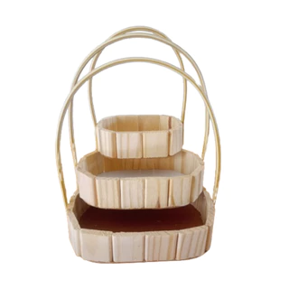 kit 5/10 Cestas Oval para Presente e Decorações Tamanhos P M G fraldeiras de madeira Pinus