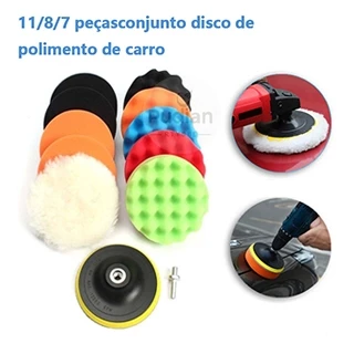7/8/11 Peças Kit Boina Polimento Automotivo Espuma e Lã 3 Polegadas para Furadeira e Parafusadeira em Oferta na Shopee