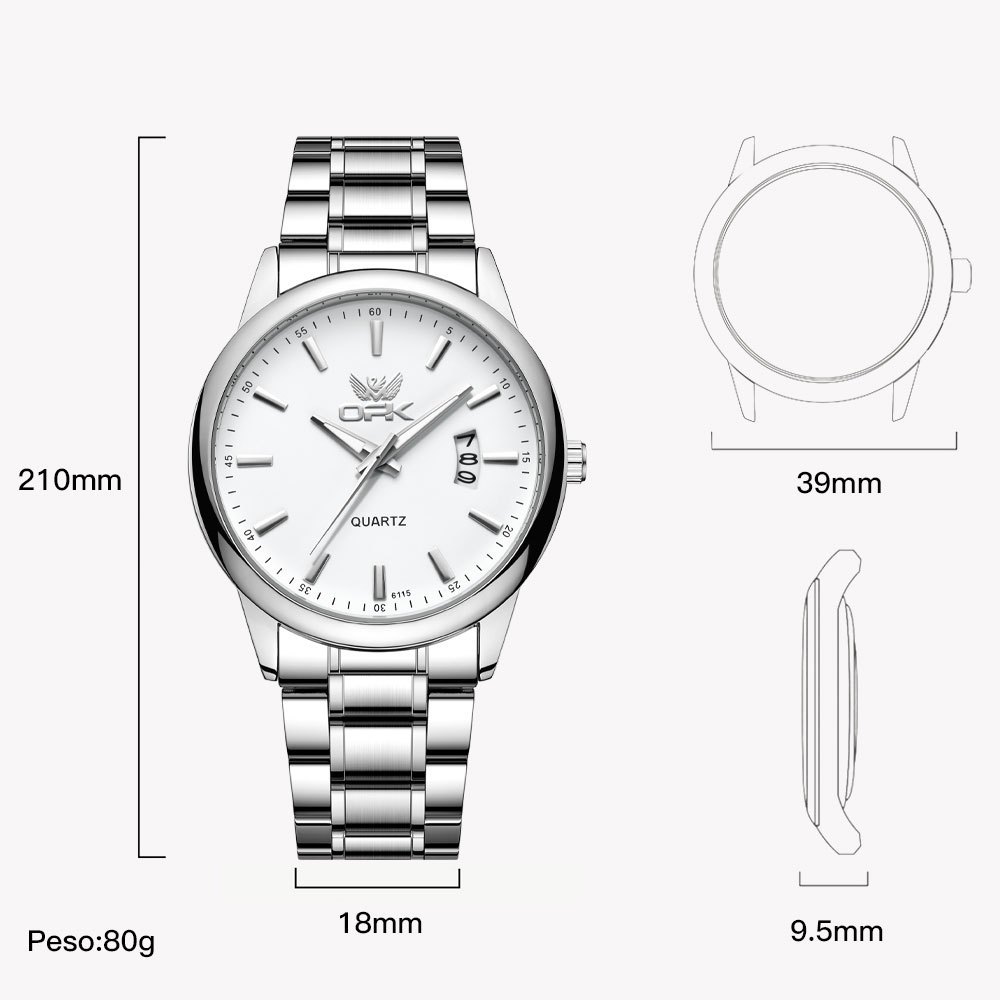 Imagem do produto OPK 6010 Relogio Masculino Luxo Prova Da água Original Dourado Esportivo De Aço Cronógrafo Quartzo 5