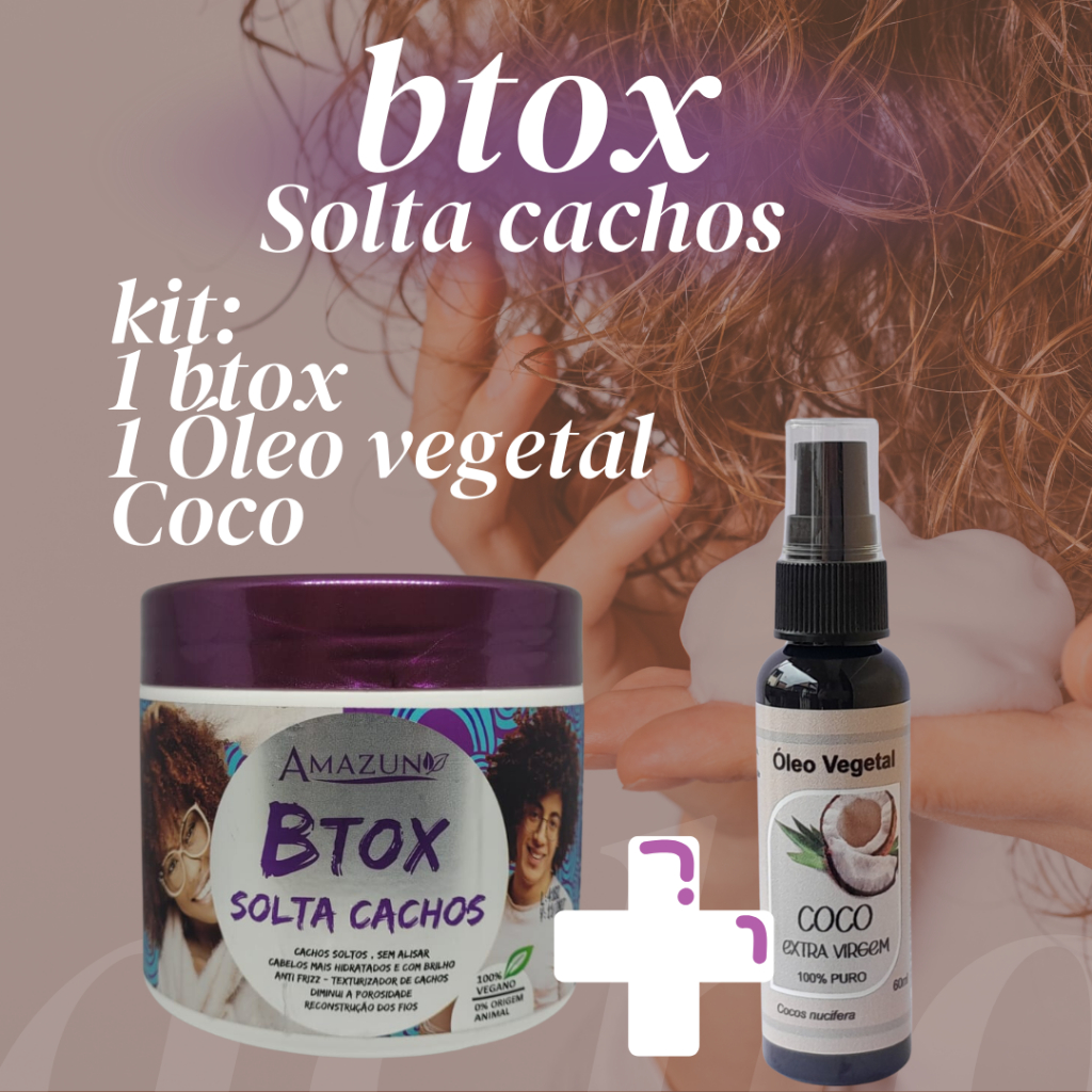 Botox Solta Cachos Amazun para Crespas e Cacheadas 500g + Óleo vegetal ...