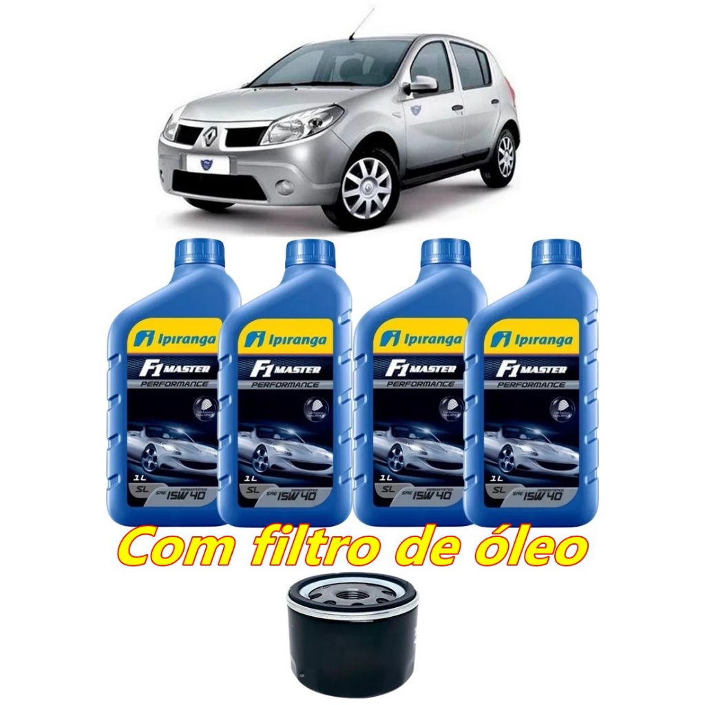 Kit Troca de oleo Sandero Logan 1.6 8v 15w40 IPIRANGA com filtro de ...