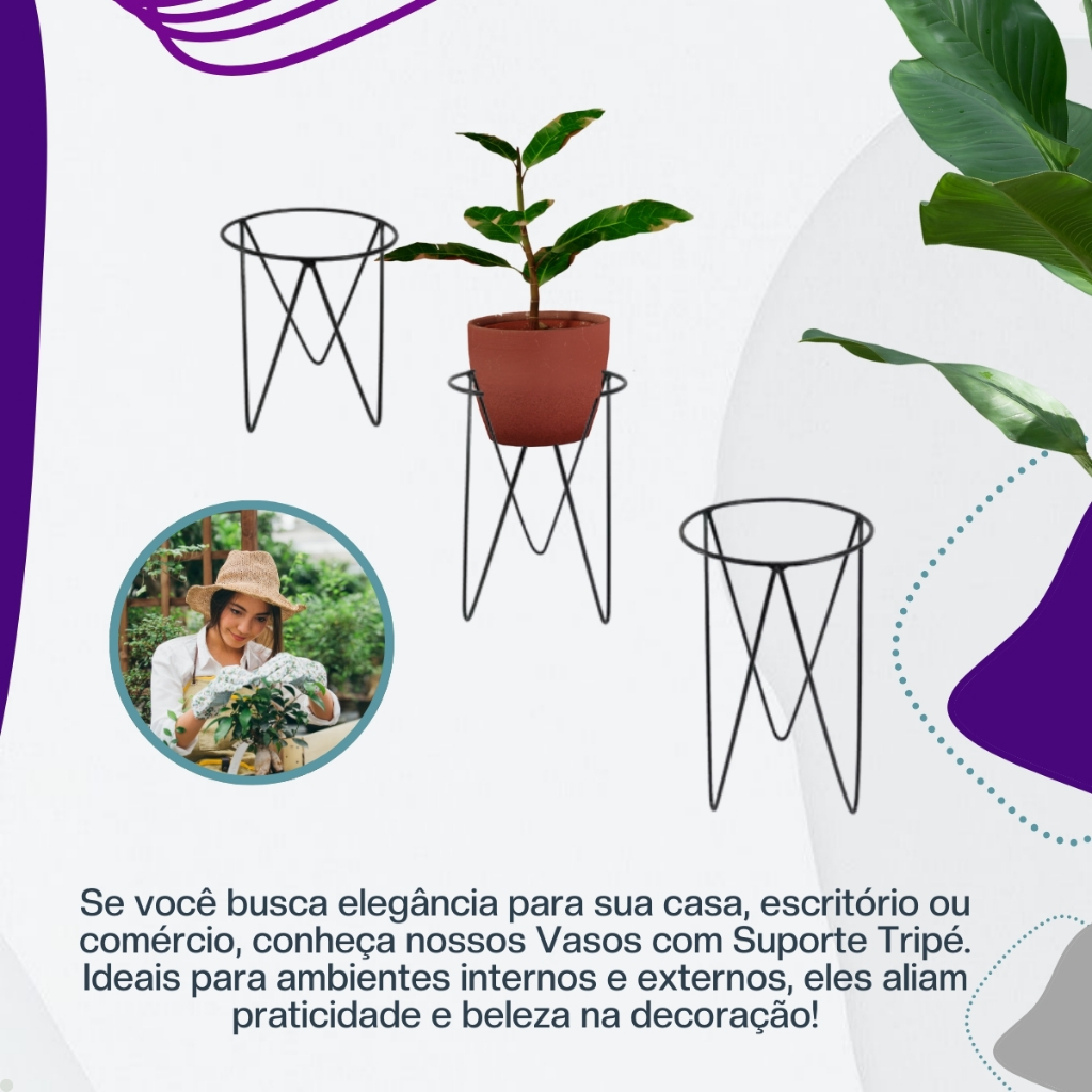 Suporte tripé para vaso de planta 20cm | Shopee Brasil