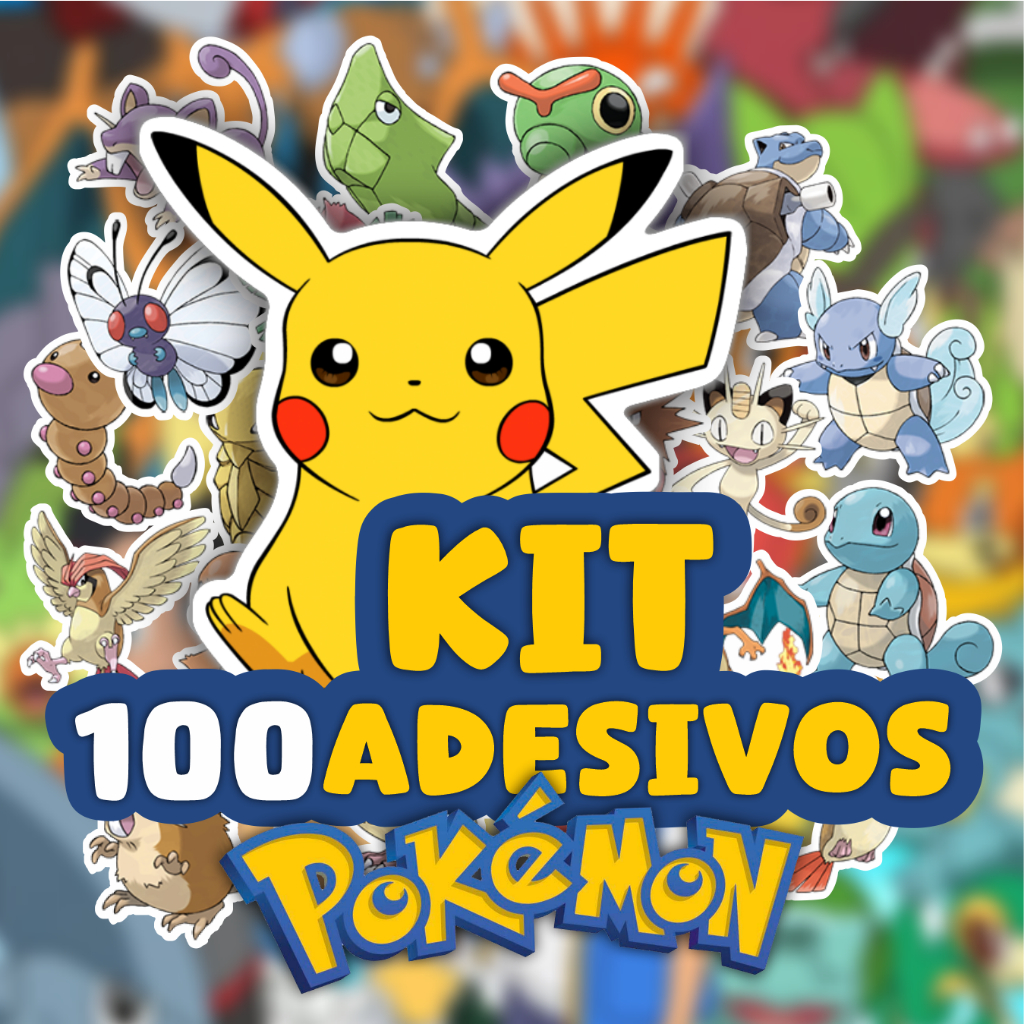 KIT 100 adesivos sortidos POKÉMON