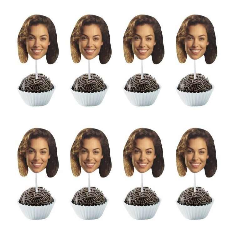 Tags, toppers rostinho rosto personalizado com sua foto para Docinhos, brigadeiro, beijinho, cupcake