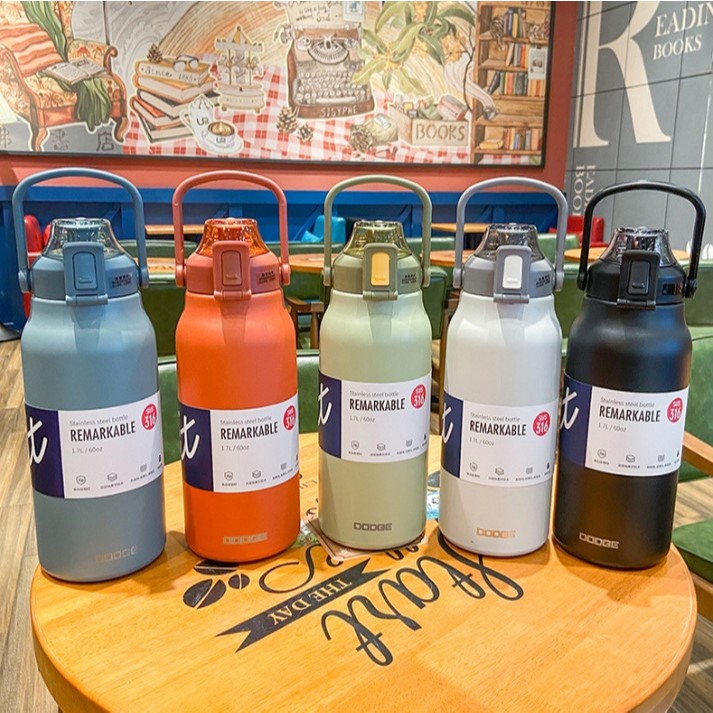 Garrafa Térmica Grande em Aço Inox Alça e Trava Parede Dupla 1700ML ou 1,7L