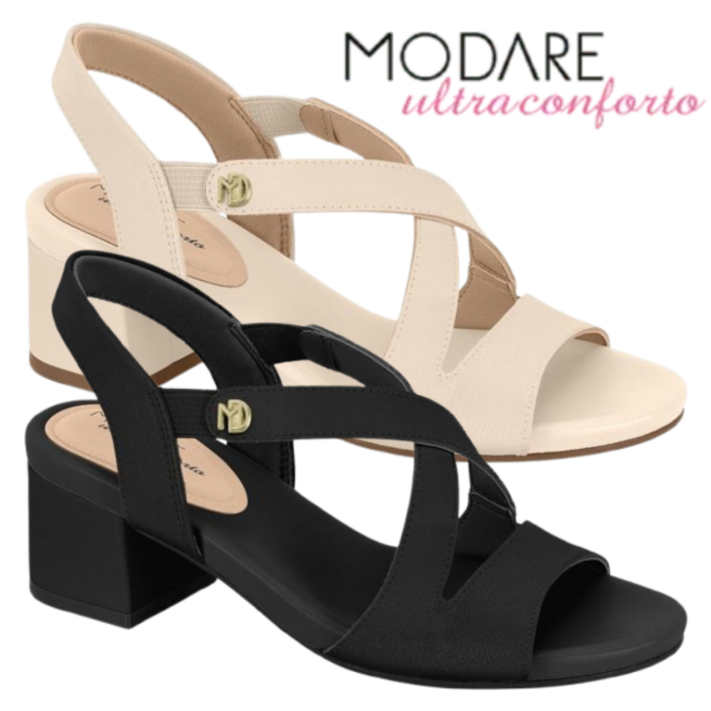 マリモ Sandalia Modare Salto Bloco Baixo Grosso Feminina Conforto