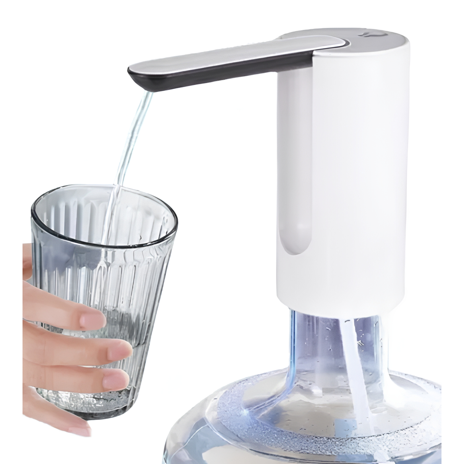 Bomba D'água Elétrica Usb Recarregável P/ Galão Até 20litros Cor Branco E Preto