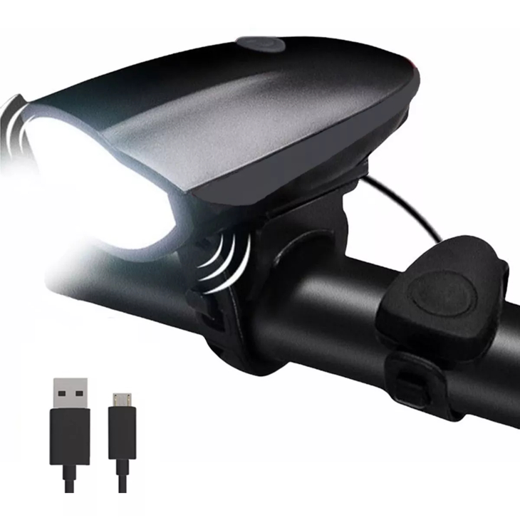 Farol Lanterna Bike Recarregável Usb C/ Buzina 140db Fy-058 R-52