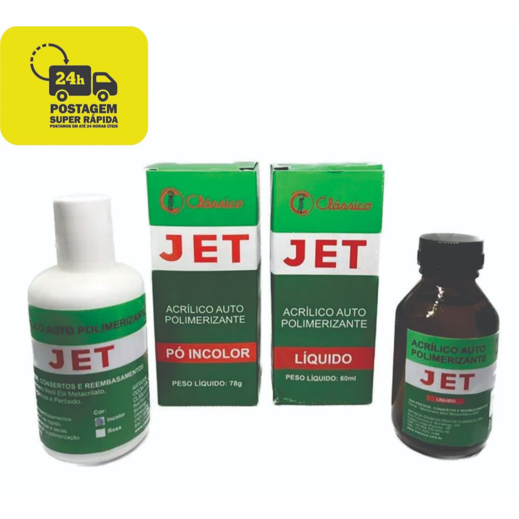 Resina Acrílica Autopolimerizável Jet Pó 78g / Líquido 60ml - Clássico