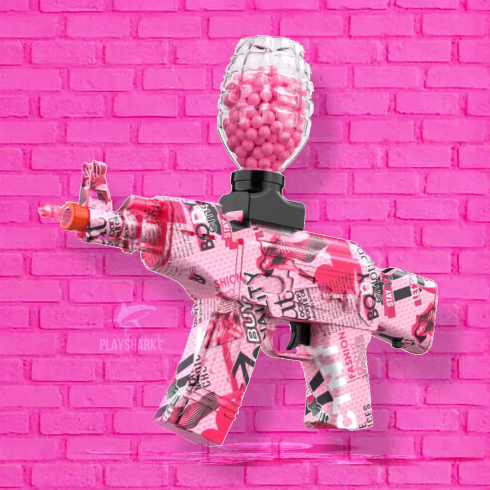 UNICA Arma ROSA de Gel Metralhadora Blaster Bolinhas Elétrica Arminha ...