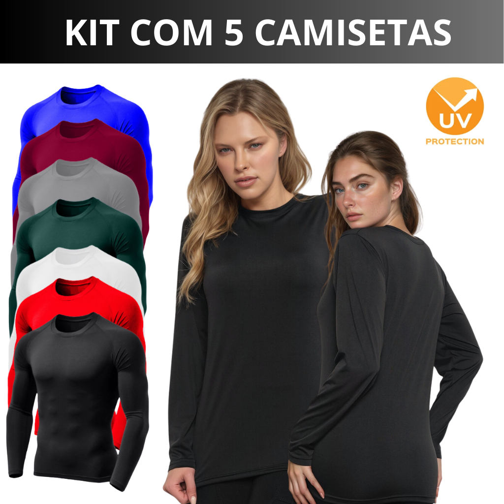 Blusa Feminina Camisa Termica Protege Do Sol Kit Camisa Blusa UV Feminina  Proteção Solar UV+50 Segunda Pele