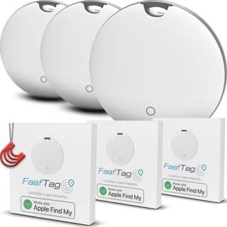 3x Tag Localizador Gps pelo Aplicativo Buscar iPhone Faaftech Faaftag - Com Alerta Alarme Sonoro em Oferta na Shopee