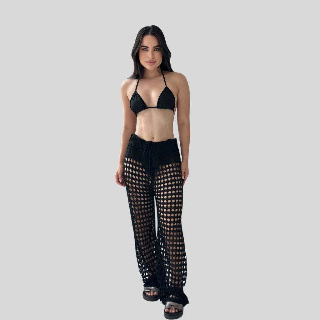 Calça Feminina Saída de Praia Feminina Tricot Crochê Furão - Moda Verão em Oferta na Shopee