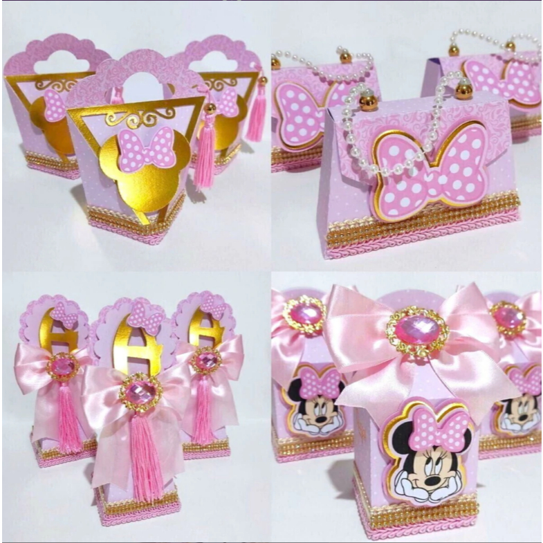 PEGUE E MONTE | Kit Personalizado Minnie Luxo | Kit Festa Infantil | Lembrancinhas | Personalizados
