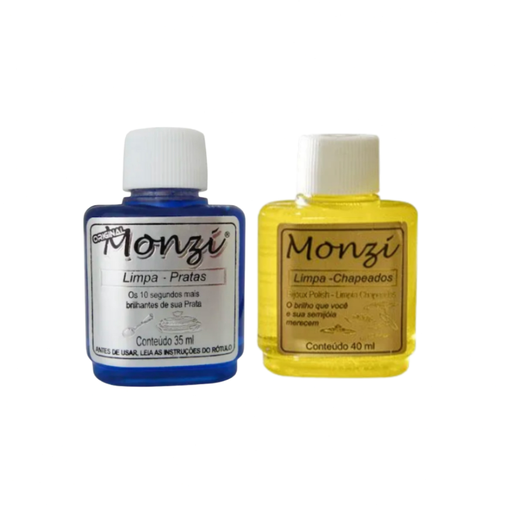 Kit Limpa Prata Monzi Azul + Dourado 35ml Limpador de Joias | Shopee Brasil