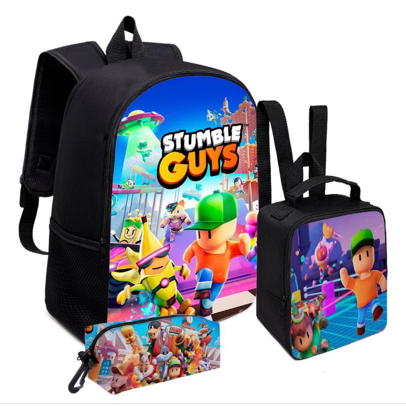 Mochila escolar Stumble Guys + Lancheira + Estojo | Shopee Brasil