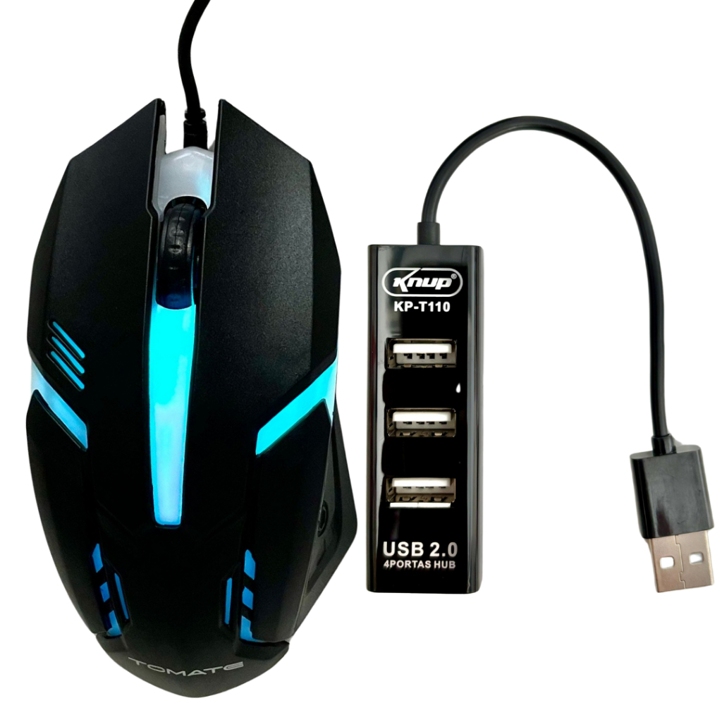 Kit Mouse Gamer Rgb Usb + Extensor Hub 4 Portas Usb | Shopee Brasil