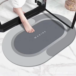 Kit 2 Peças Tapete de Banheiro Super Absorvente/ Antiderrapante e Emborrachado Com Design Oval e Secagem Rápida - WYL em Oferta na Shopee