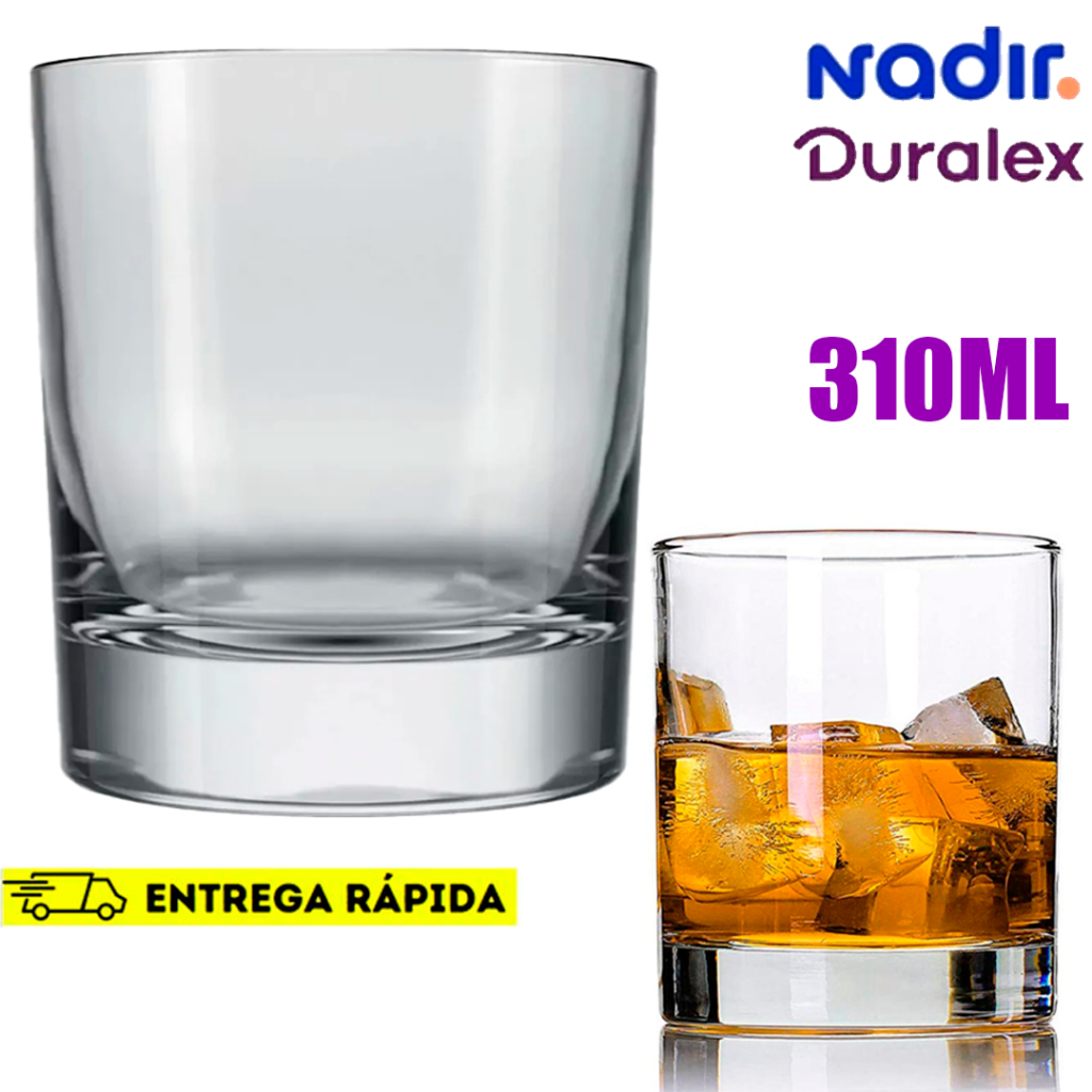 Copo Rocks de Vidro Nadir 310mL Design exclusivo Para Whisky drinks ...