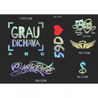 Kit 06 Adesivos GRAU DICHAVA, 59D, CHORA AGORA RIR DEPOIS, CIFRÃO, ANJO Moto, OSASCORTE em Oferta na Shopee