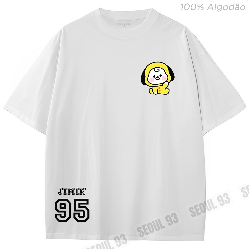 Camiseta BT21 Chimmy BTS Jimin 100% Algodão Blusa Oversized
