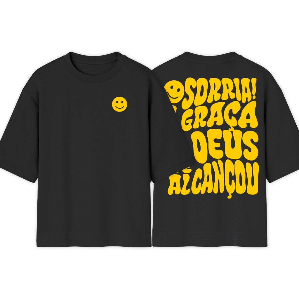 Camiseta OVERSIZED Crista Algodão A Graça de Deus Exclusiva Camisa Over ...