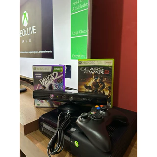 Xbox 360 slin original bloqueado+kinect+2 jogos originais