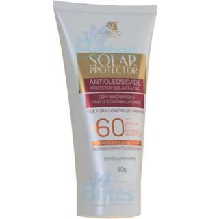 Protetor solar 60 fps Hábito Cosméticos uva uvb pele facial efeito Matte