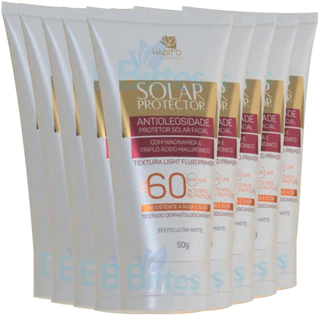 10 Protetor solar 60 fps Hábito Cosmeticos uva uvb pele facial 50 g efeito Matte