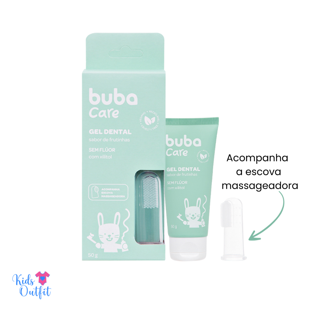 Gel Creme Dental Pasta Dente Bebê Sem Flúor + Escovinha Massageadora ...