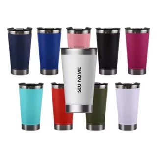 Copo Térmico 473ml Personalizado times do Brasil Nome Logo com tampa e abridor