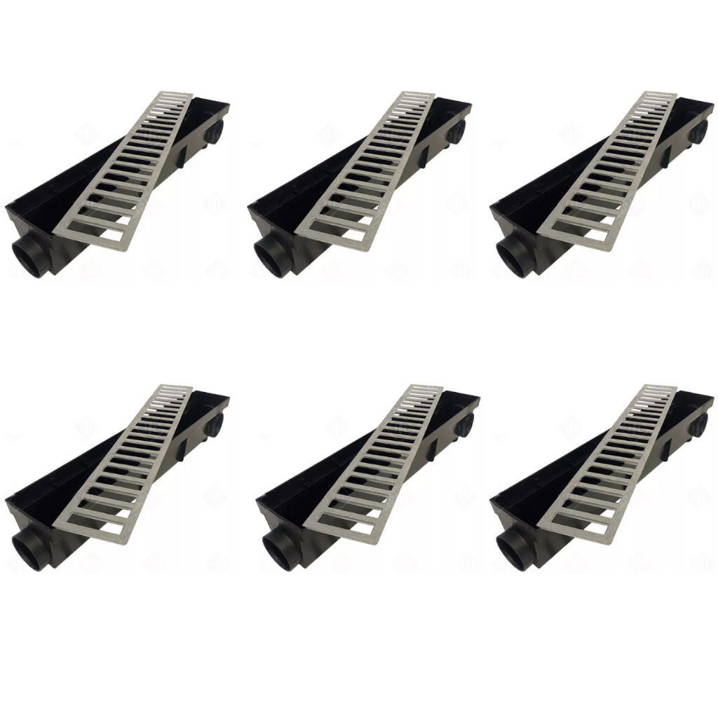 ralo linear 6x300cm grelha alumínio + coletor garagem , borda de piscina , área externa ( 6 peças de 50cm ) RR GRELHAS