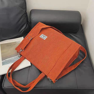Bolsa de ombro feminina grande de veludo cotelê