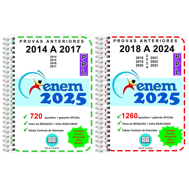ENEM PPL Provas 2009 a 2024 Gabarito OFICIAL | Shopee Brasil