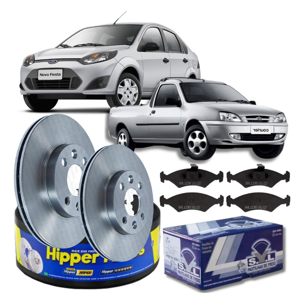 Kit Disco Freio Ventilado + Pastilha Dianteira Fiesta Courier 1.6 2009 ...