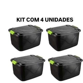 Kit 4 Caixa Organizadora 30 Litros Grande C/Tampa e Trava Cesto para Brinquedos e Multiuso em Oferta na Shopee