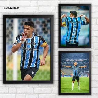 Quadros Decorativos Luis Suárez - Grêmio, Futebol, Decoração, Presente - A5 ou A4 Com Acetado