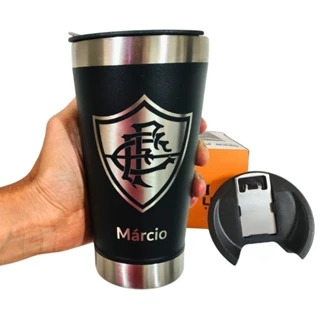 Copo Do Fluminense personalizado Preto Térmico C/tampa E Abridor473ml