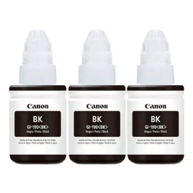 Kit 3 x Refil De Tinta Para Canon Gi 190 G1110 G3110 G4110 Preto ...
