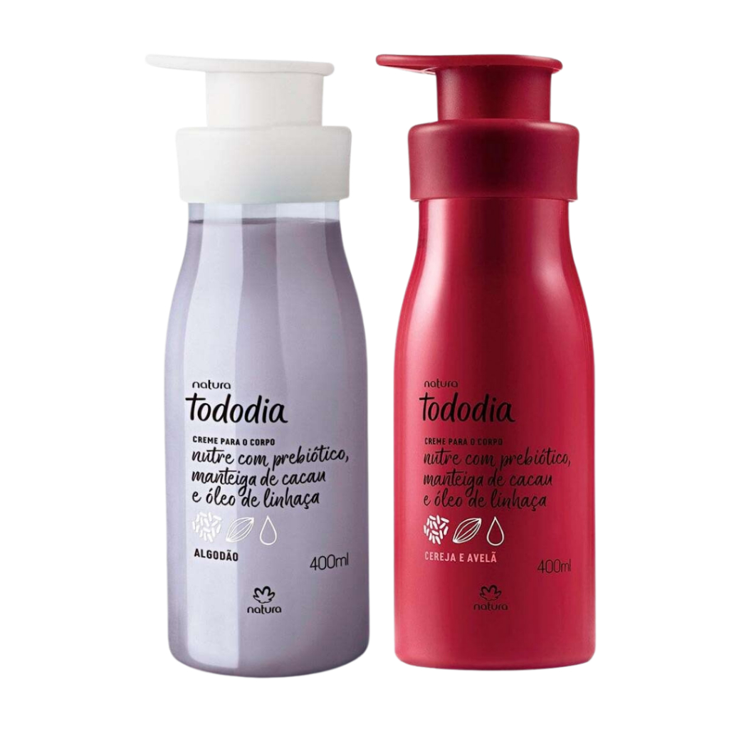 Kit Creme Tododia Cereja e Avelã 400ml + Algodão 400ml - Hidratação Completa e Perfumada