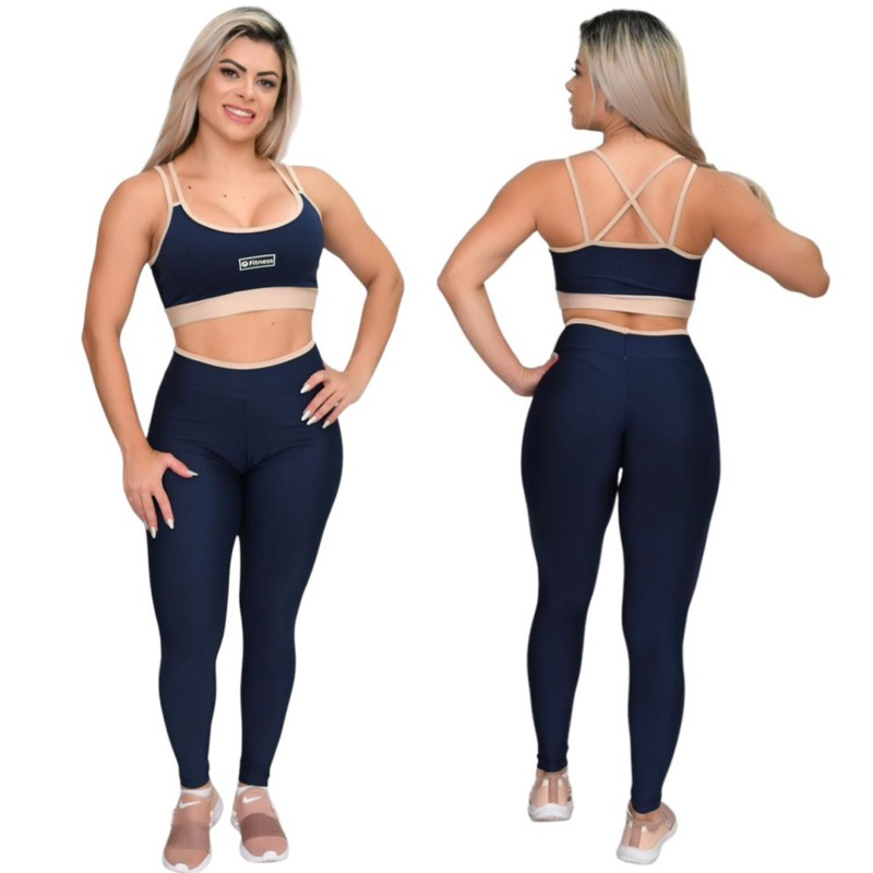 conjunto fitness 2 peças -zero transparência, suplex com elastano ...