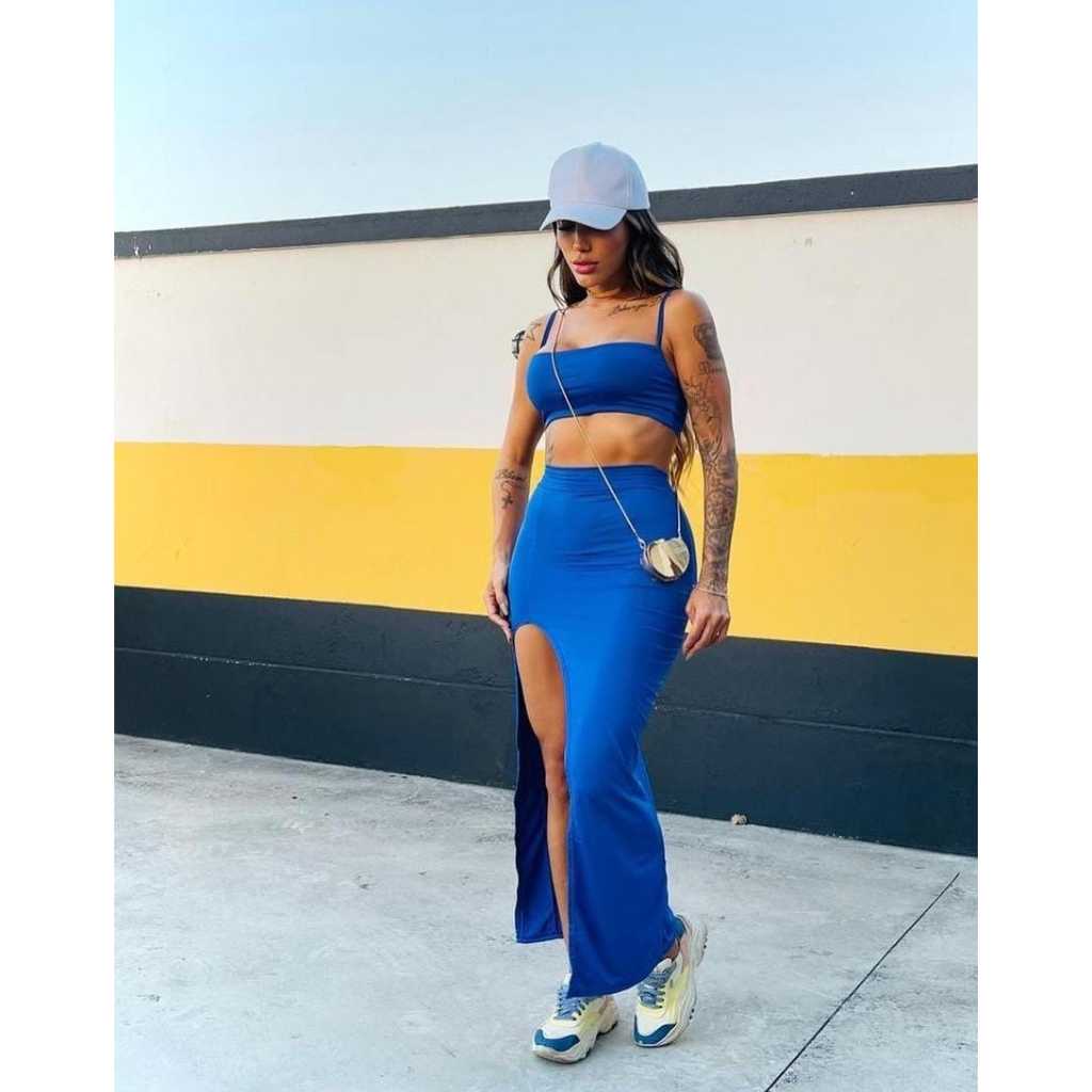 Conjunto Cropped Saia Drika