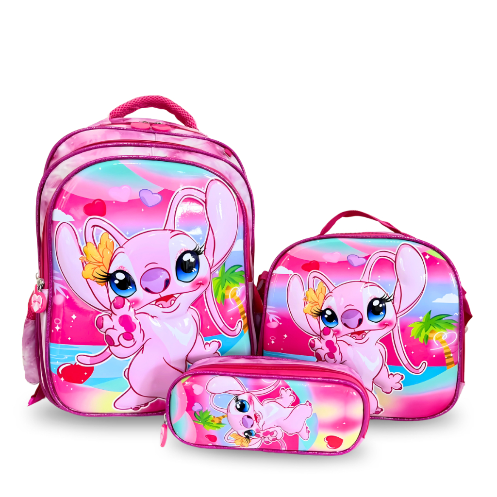 Kit Mochila Infantil Feminina Escolar Stitch Menina - Reforçada e ...
