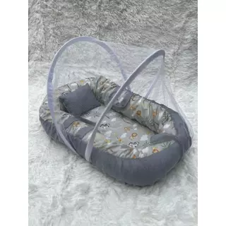 ninho com mosquiteiro menino menina estampas variadas em Oferta na Shopee