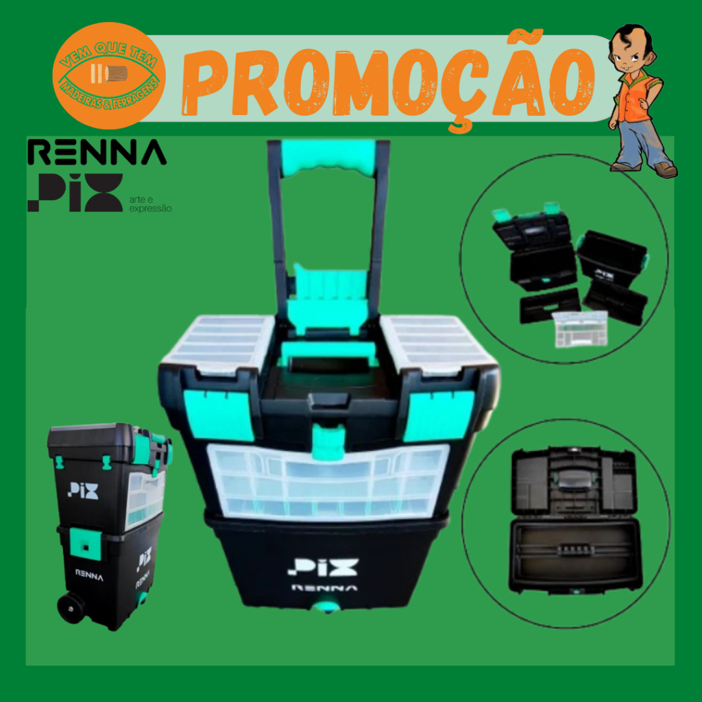HRAZC Emo recycle kit 3点セット Caixa De Ferramentas Dupla Com 3 Rodas Reforçada - RENNA/PIX