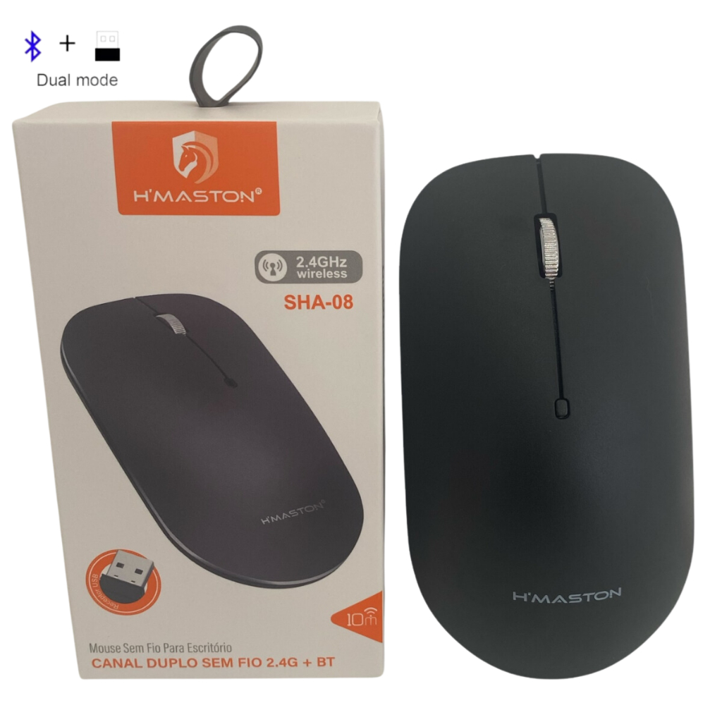 Mouse H'maston sem fio canal duplo 2.4G + BT | Shopee Brasil
